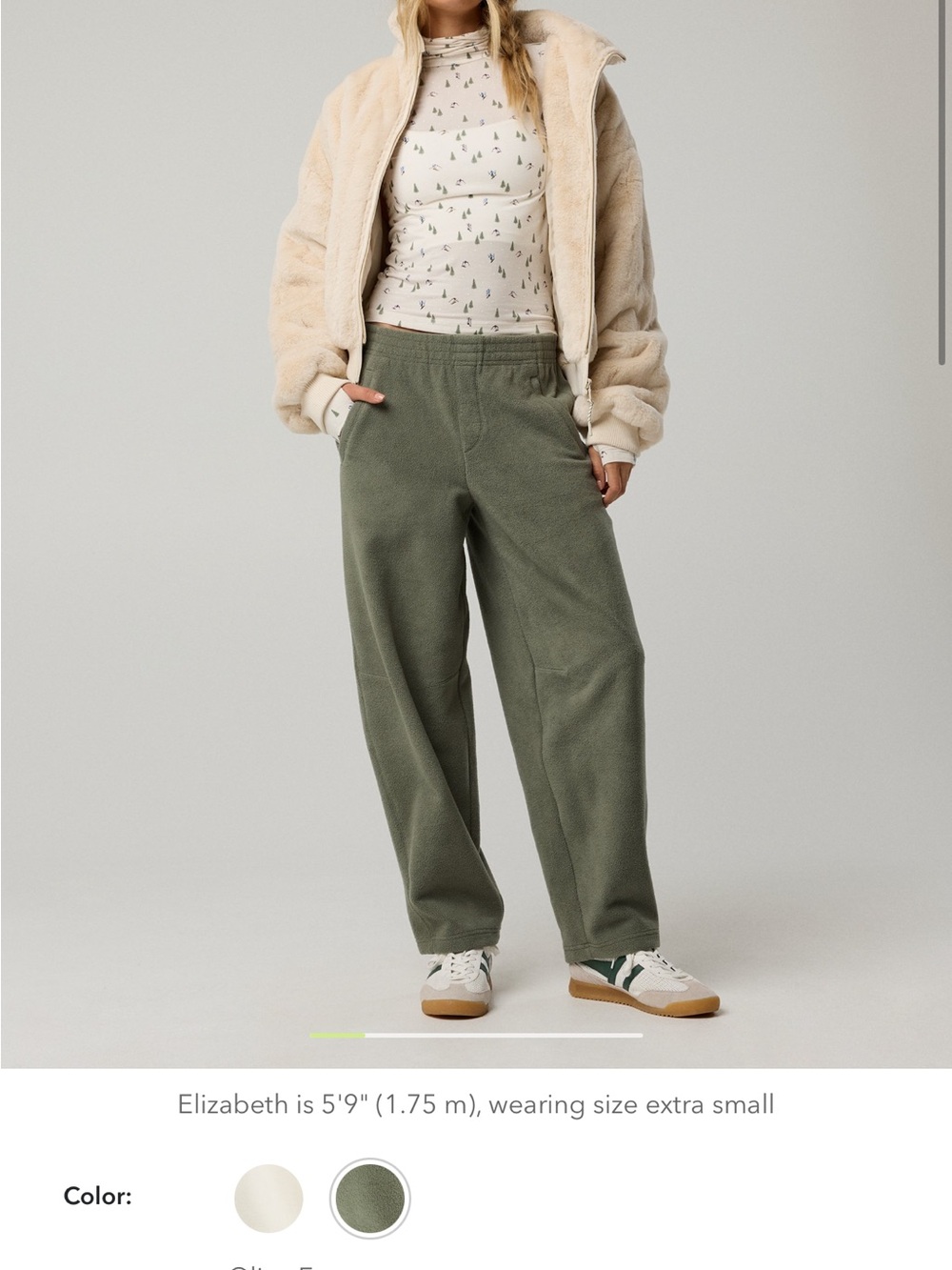 Olive fleece barrel sweatpants
